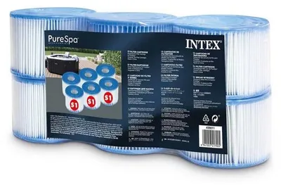 Produktbild von Filterkartuschen für Pure Spa, 6er Pack, Intex 29011, Dacron Filter, 20 Mikron Filterfeinheit, Kompatibel mit Intex 29011
