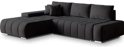 Produktbild von Masseno Ecksofa ALESE L-S mit Schlaffunktion L-Form, Sofa mit Bettkasten, Wohnzimmersofa, Couch, Soffa, Bettsofa, Couchgarnitur- Schwarz, MONOLITH 95