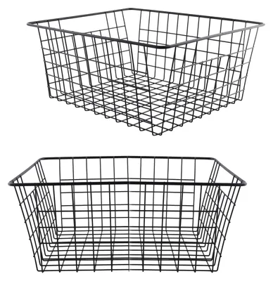 Obrázek produktu pro Kovové koše, rozměry 36 x 29 x 15,5 cm, 2 kusy, barva černá, vhodné do kuchyně
