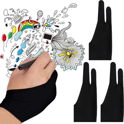Produktbild von 3er-Pack Malhandschuhe mit zwei Fingern – Schwarz
