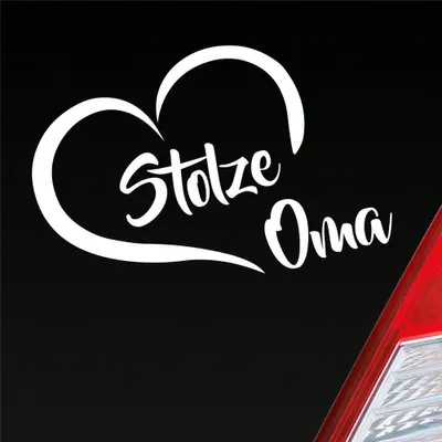 Produktbild von Auto Aufkleber Stolze Oma Liebe Herz Großmutter Enkel 14x10 cm Weiss Matt Sticker Heckscheibenaufkleber