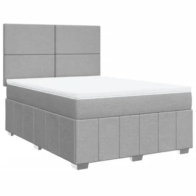 Produktbild von Boxspringbett mit Matratze Hellgrau 140x190 cm Stoff