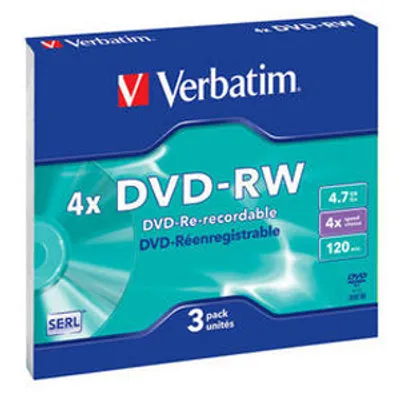 Produktbild von Verbatim DVD-RW Matt Silver, 3pk, DVD-RW, Slimcase, 3 Stück(e), 4,7 GB