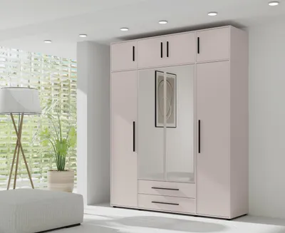 Produktbild von FurMeb24 MAXIONE Kleiderschrank 197,6 x 248,2 cm - Cashmere - mit spiegel