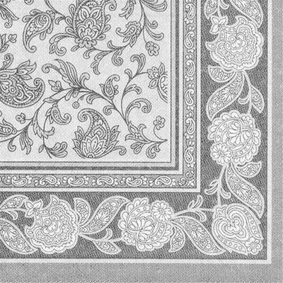 Produktbild von 20 Papstar Servietten ROYAL Collection 1/4-Falz 40 cm x 40 cm grau Ornaments 11411