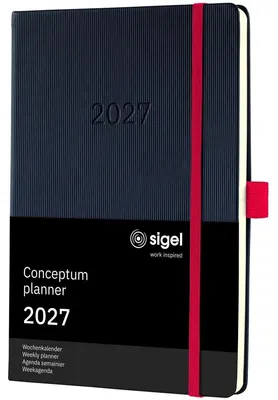 Produktbild von Wochenkalender Conceptum 2027 Hardcover schwarz/rot 400 Seiten ca. A5
