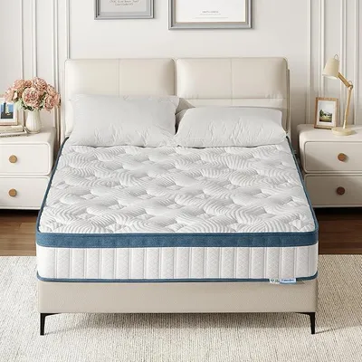 Productafbeelding van Pocketveringmatras 160 x 200 x 25 cm, stevigheid H3 (medium), 7-zone orthopedische matras met traagschuim, geluidsloos, ademend Lyocell-tijk, gecertificeerd volgens