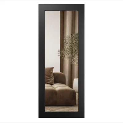 Obrázek produktu pro Zrcadlo na zeď STYLER JYVASKYLA, 56x148 cm, černé, obdélníkové, rám z MDF, vhodné do chodby, ložnice, koupelny, celotělové zrcadlo, moderní, design v industriálním stylu