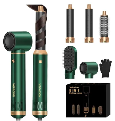 Immagine prodotto di Piastra per capelli 5 in 1 - Asciugacapelli ad aria calda - 1000 W - 5 accessori intercambiabili - Per capelli asciutti