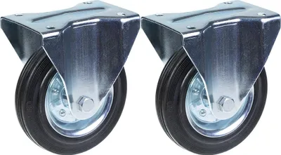 Immagine prodotto di ruote in gomma da 200 mm e 8", fisse, con capacità di carico di 400 kg, set di 2