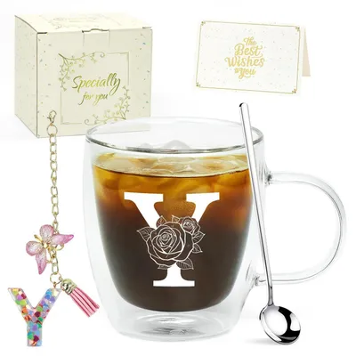 Immagine prodotto di Bicchieri per Latte Macchiato con iniziali, a doppia parete, set regalo