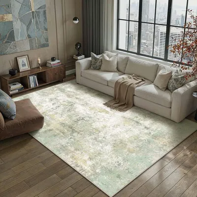 Immagine prodotto di Tappeto per soggiorno, 160x230 cm, verde, design astratto, lavabile, pelo corto, forma rettangolare