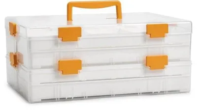Obrázek produktu pro Průhledná plastová krabička s uchem – stavebnice – krabička na hobby – plast.
