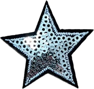 Produktbild von Stern Sterne Silber Pailletten Emblem Aufnäher zum Aufbügeln