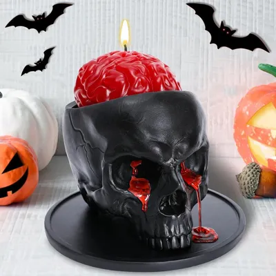 Immagine prodotto di Decorazioni di Halloween, decorazioni di Halloween - Candele con teschio di Halloween, nero