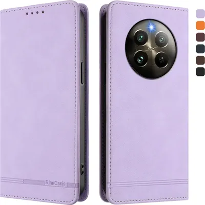 Produktbild von Hülle für Realme 13 4G, Retro Kunstleder Ständer Klapphülle mit Kartenfächer und Magnetische Violett