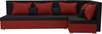 Produktbild von Ecksofa mit Schlaffunktion ARKO - Schwarz/Rot