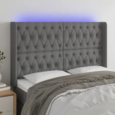 Produktbild von The Living Store LED Kopfteil Dunkelgrau 147x16x118/128 cm Stoff