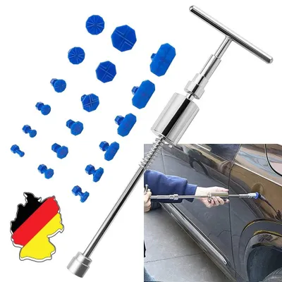 Image de Outils de réparation de bosses pour carrosserie, comprenant un marteau extracteur de bosses et 18 adaptateurs de traction