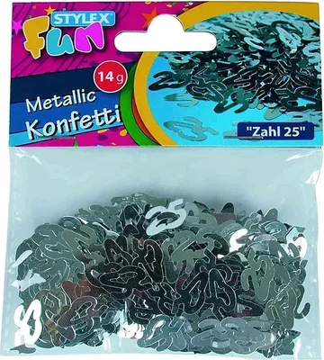 Produktbild von Konfetti Silberhochzeit Jubiläum Zahl 25 metallic silber 14 g Stylex 14084