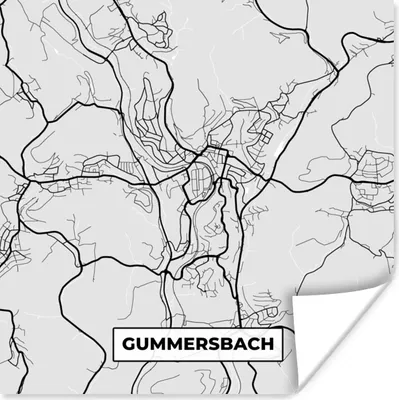 Produktbild von MuchoWow® Poster Karte - Deutschland - Gummersbach - Stadtplan 100x100 cm - Babyzimmer