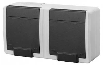 Produktbild von ELEKTRO-PLAST | Steckdose NT 2x 2P+Z - Grau - IP55 - Hermetisch - Doppelt und Sicher