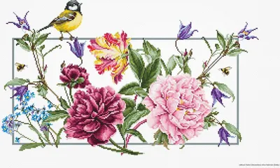 Produktbild von Luca-S Kreuzstich Set "Frühlingsblumen Aida", Zählmuster, 41,5x25cm