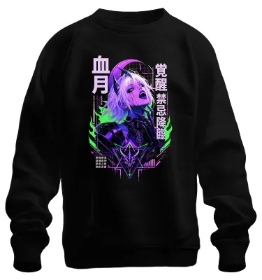 Zdjęcie produktu dla Bluza z kapturem, motyw: anime, demonka, cyberpunk, japoński styl gotycki, Japonia, lata 2000, sukub, kolor: czarny, rozmiar: XL