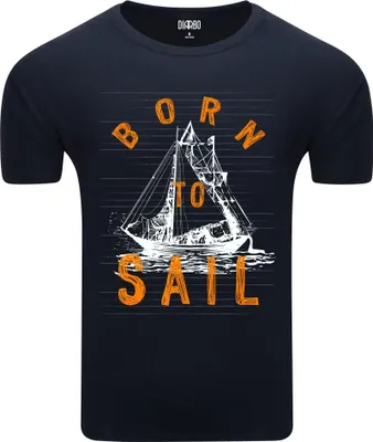Immagine prodotto di Diarbo T-shirt da uomo con stampa mare Born to sail blu scuro taglia L
