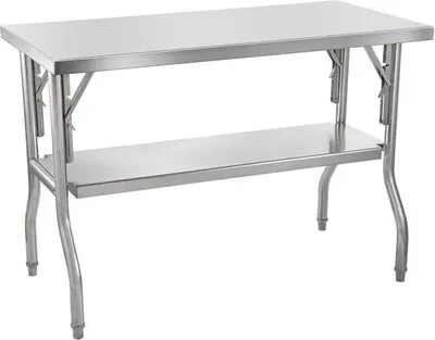 Produktbild von Opvouwbare Handtisch mit Unterplatte, robuste Falztafel aus Edelstahl für Haushalt, Restaurant, Garage