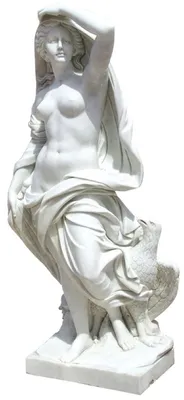Produktbild von Casa Padrino Jugendstil Garten Deko Marmor Skulptur Frau mit Adler Grau H. 180 cm