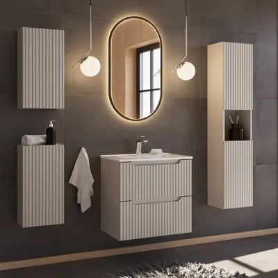 Produktbild von Badmöbel Set 5-teilig mit 60cm Waschtisch, kaschmir, NEWPORT-56-CASHMERE