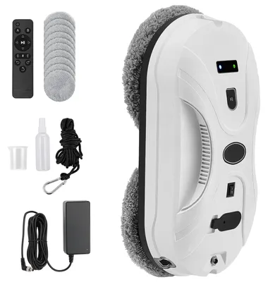 Image de Robot nettoyeur de vitres automatique – Puissance d'aspiration : 5800 Pa – 3 modes de nettoyage – Alimentation de secours (UPS) – Télécommande – 220–240 V – Blanc