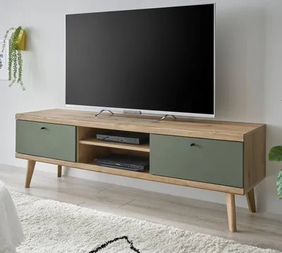 Produktbild von TV-Lowboard "Juna" in Salbei und Eiche TV Unterschrank skandinavisch 160 x 50 cm