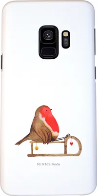 Produktbild von Mr. & Mrs. Panda Samsung Galaxy S9 Handyhülle Rotkehlchen Schlitten - Weiß - Geschenk, Cover, Weihnachten, Hülle, Vogel, Smartphone, Handy Schutzhülle