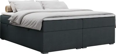 Produktbild von Boxspringbett ohne Kopfteil mit Bettkasten, niedriges Kopfteil, Polsterbett ohne Kopfteil - BESS - 160x200 - Dunkelgrau - H3