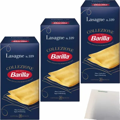 Produktbild von Barilla La Collezione Lasagne 3er Pack (3x500g Packung) + usy Block