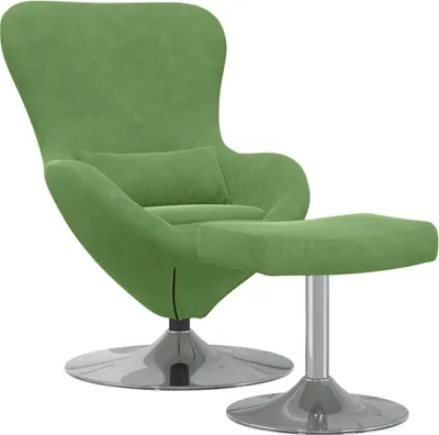 Image de vidaXL Fauteuil œuf avec repose-pieds Vert clair Velours