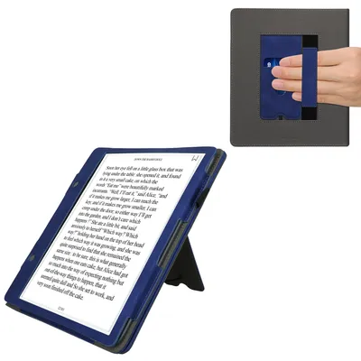 Produktbild von kwmobile Flip Hülle kompatibel mit Amazon Kindle Scribe (2022/2024) - Handschlaufe - Cover Dunkelblau