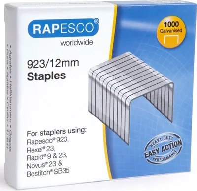 Produktbild von Rapesco 1238 Typ 923/12 mm Verzinkte Robuste Heftklammern, 1000 Stück