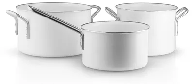 Topfset 1,8 L, 2,5 L, 3,8 L, Edelstahl, weiß