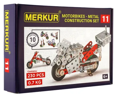 Image de Kit de construction MERKUR 011, moto, 10 modèles, 230 pièces, dans une boîte de 26x18x5 cm