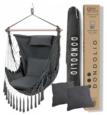 Produktbild von Dondolio Hängesessel Brasilianisch Grau mit Kissen und Haken