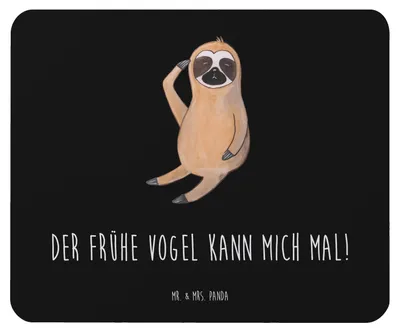 Produktbild von Mr. & Mrs. Panda Mauspad Faultier Vogel - Schwarz - Geschenk, Mousepad, Spinner, laptop, Mouse Pad, faul, computer, Morgenmuffel