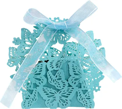 Image de 50pcs Laser Cut Party Boîtes Cadeaux, Papillon Boîtes Cadeaux Pour 1 Chocolat, Boîtes Cadeaux en Papier