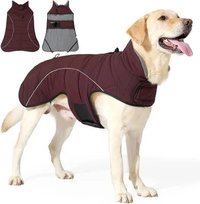 Immagine prodotto di Giacca impermeabile per cani - Taglia M - In pile - Impermeabile - Riflettente - Rossa