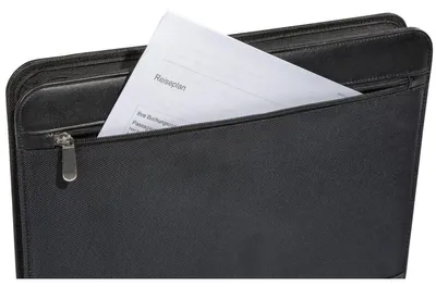 Produktbild von Genie 12444, Leder, Nylon, Schwarz, A4, Reißverschluss, 375 mm, 640 mm