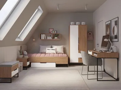 Obrázek produktu pro Studentská sestava s postelí 90x200 FABENS 2 - ořech hickory / matná bílá