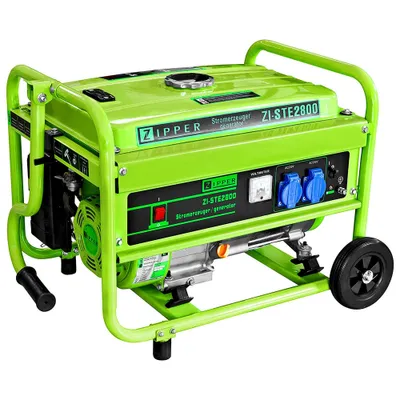 A bright green portable generator is shown against a white background.