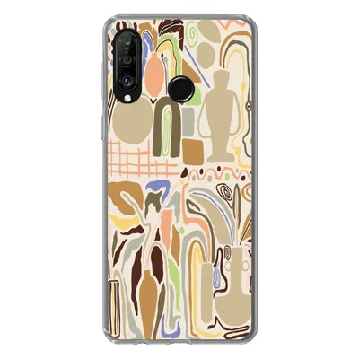Produktbild von MuchoWow® Handyhülle Schutzhülle Hülle für Huawei P30 Lite Blume - Abstrakt - Vase - Blumentopf Silikon Softcase Handy Hülle - Handyhülle